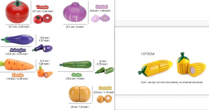 Magnetic Wooden Cutting Food Toy Set | Pretend Play Vegetables & Fruit