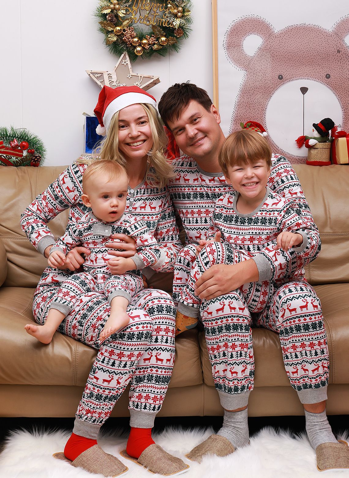Family Matching Christmas Pajamas - Mom, Dad, Kids Set