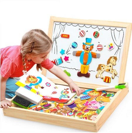 Wooden Magnetic Puzzle Board Set | 3-in-1 Learning Toy