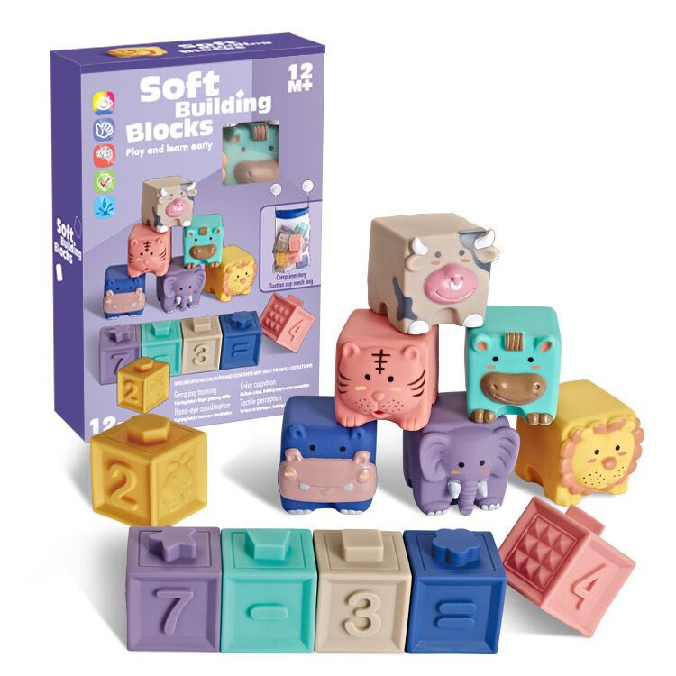 Soft Plastic Building Blocks for Babies | Early Education Digital Cognitive Matching Toys
