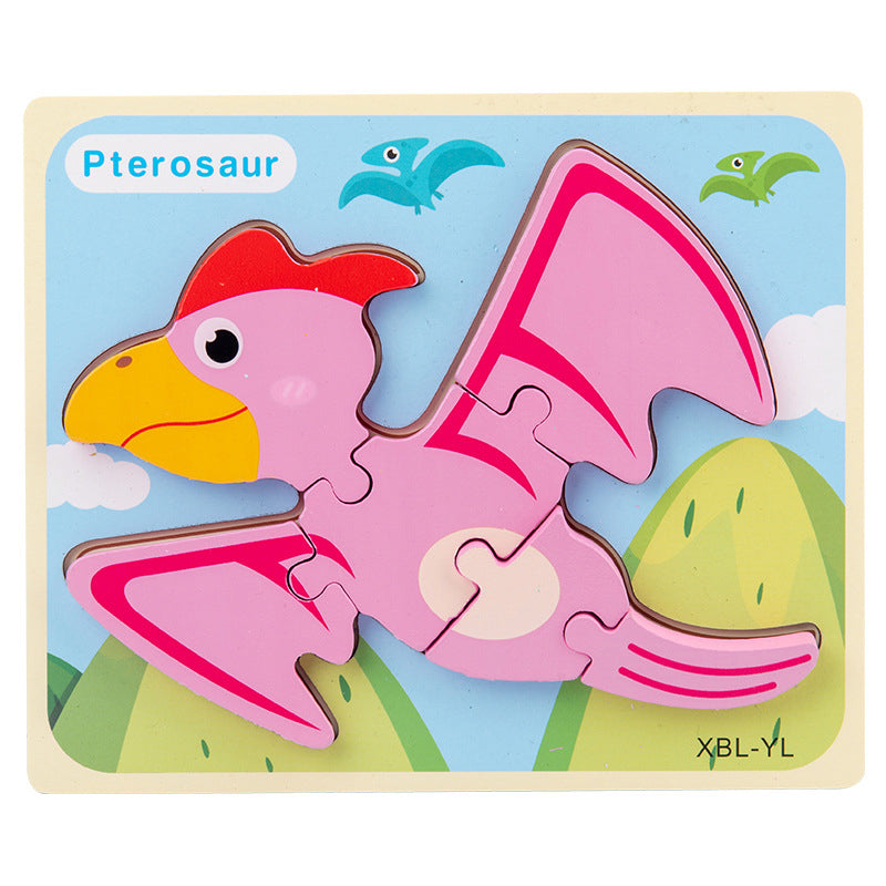 Wooden Dinosaur 3D Puzzle - Cartoon Jigsaw Kids Montessori Educational