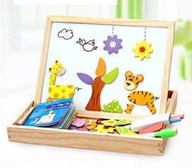 Wooden Magnetic Puzzle Board Set | 3-in-1 Learning Toy