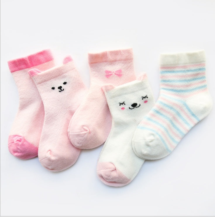 Breathable Summer Cotton Socks for Kids | 5 Pack Colors Boys & Girls