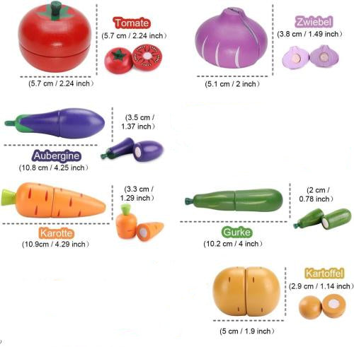 Magnetic Wooden Cutting Food Toy Set | Pretend Play Vegetables & Fruit