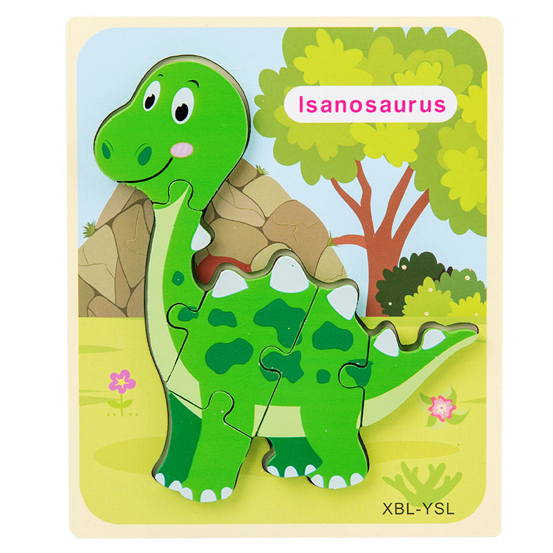 Wooden Dinosaur 3D Puzzle - Cartoon Jigsaw Kids Montessori Educational