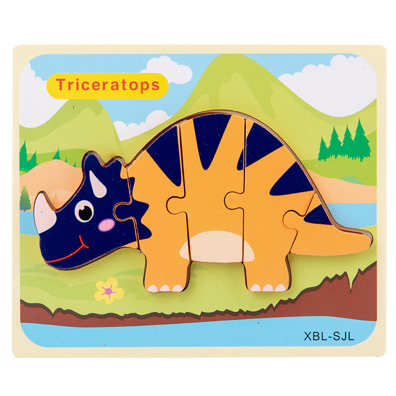 Wooden Dinosaur 3D Puzzle - Cartoon Jigsaw Kids Montessori Educational