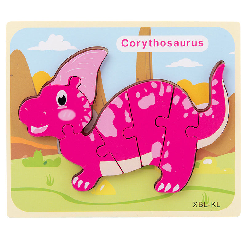 Wooden Dinosaur 3D Puzzle - Cartoon Jigsaw Kids Montessori Educational