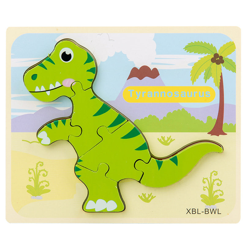 Wooden Dinosaur 3D Puzzle - Cartoon Jigsaw Kids Montessori Educational
