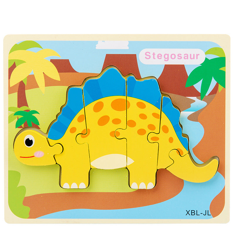 Wooden Dinosaur 3D Puzzle - Cartoon Jigsaw Kids Montessori Educational