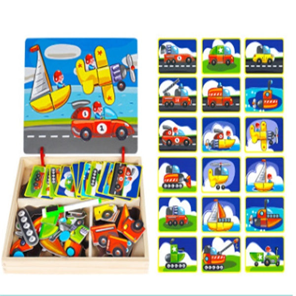 Wooden Magnetic Puzzle Board Set | 3-in-1 Learning Toy