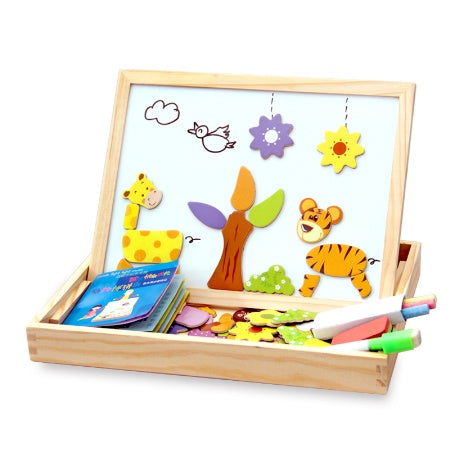 Wooden Magnetic Puzzle Board Set | 3-in-1 Learning Toy