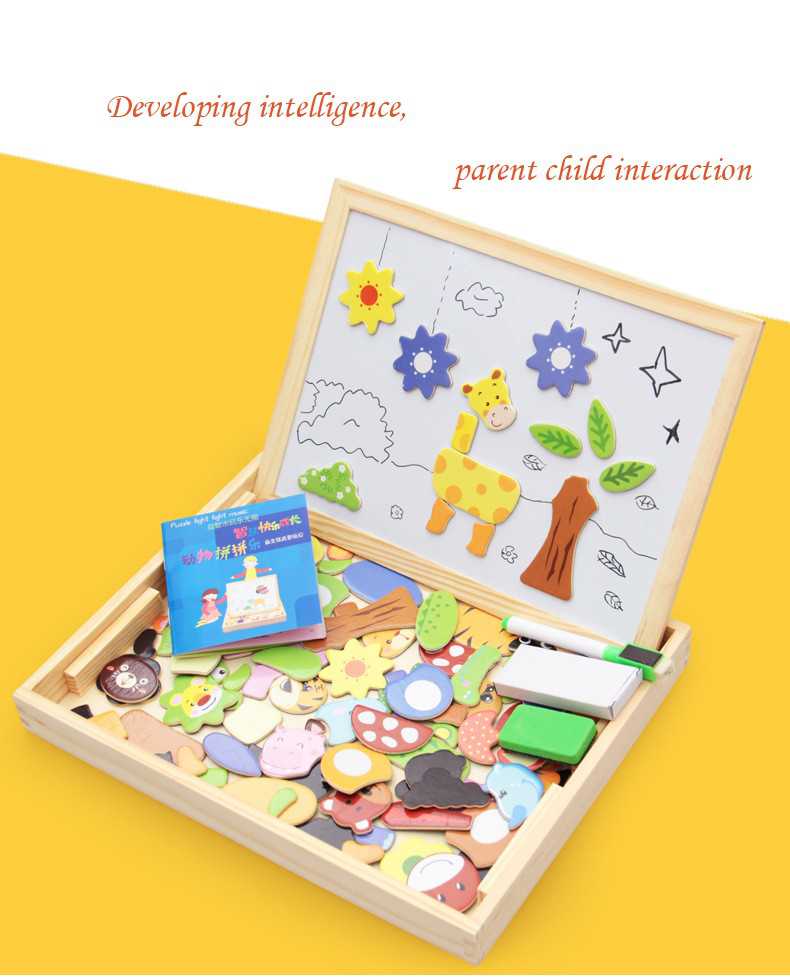 Wooden Magnetic Puzzle Board Set | 3-in-1 Learning Toy