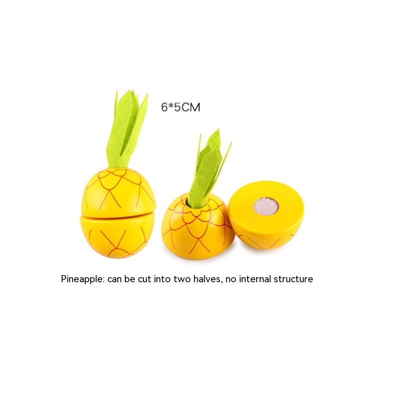 Magnetic Wooden Cutting Food Toy Set | Pretend Play Vegetables & Fruit