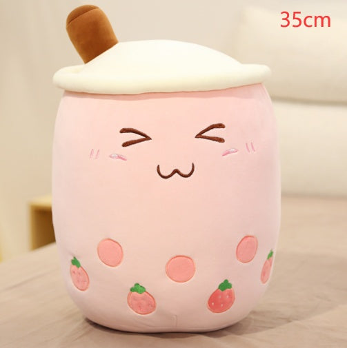 Boba Tea Plush - Cute Strawberry Milk Tea Cup Pillow Cushion Kids Gift