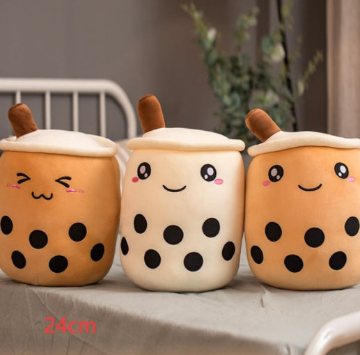 Boba Tea Plush - Cute Strawberry Milk Tea Cup Pillow Cushion Kids Gift