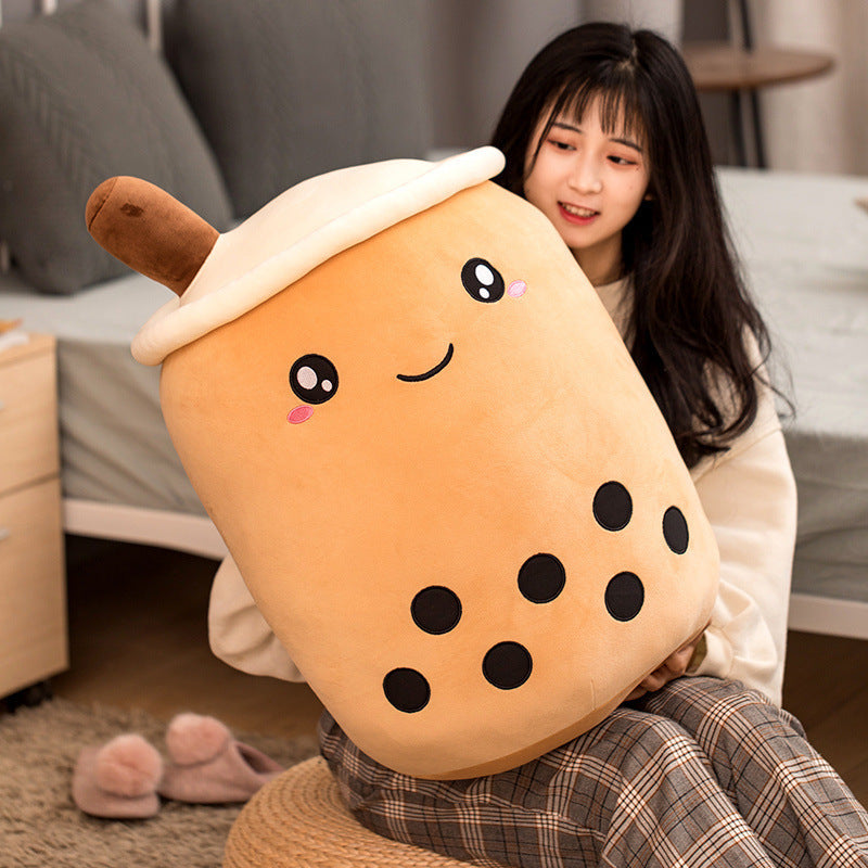 Boba Tea Plush - Cute Strawberry Milk Tea Cup Pillow Cushion Kids Gift