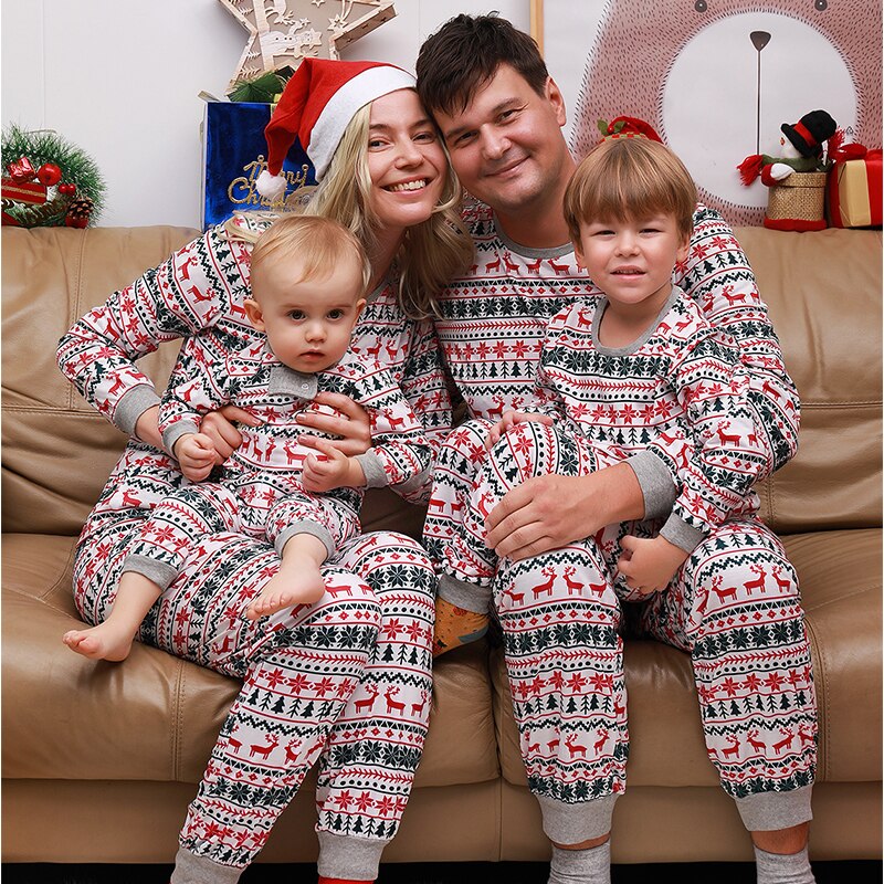 Family Matching Christmas Pajamas - Mom, Dad, Kids Set