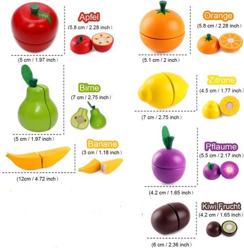 Magnetic Wooden Cutting Food Toy Set | Pretend Play Vegetables & Fruit