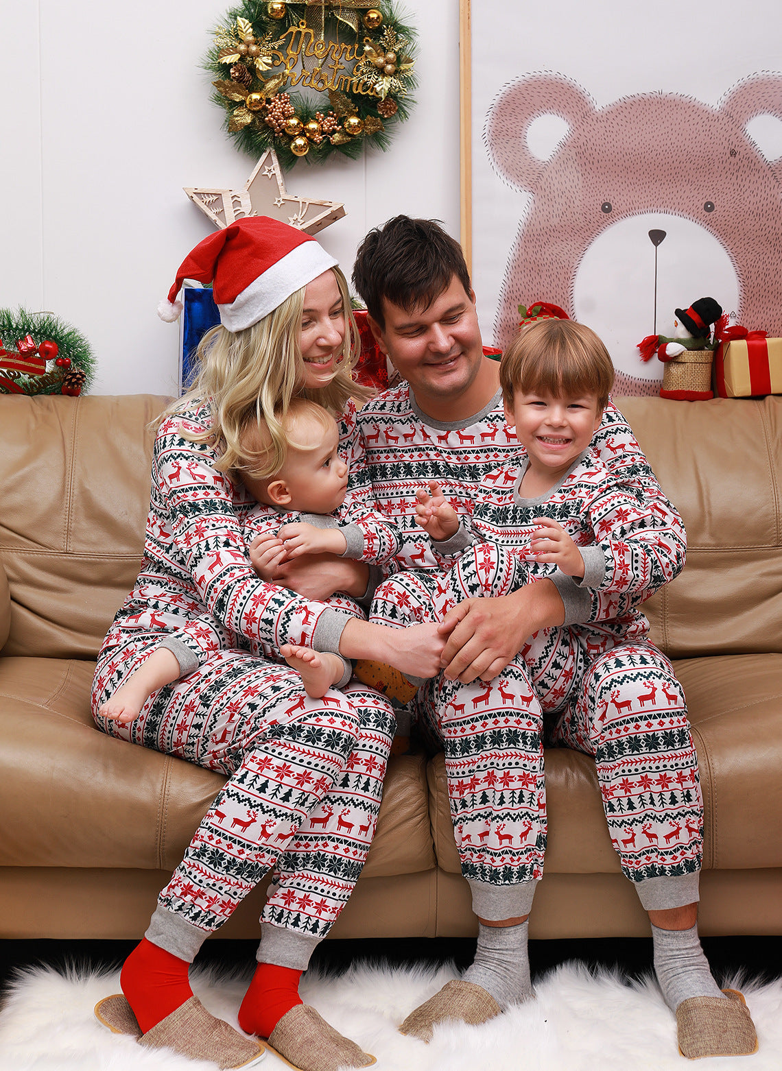 Family Matching Christmas Pajamas - Mom, Dad, Kids Set