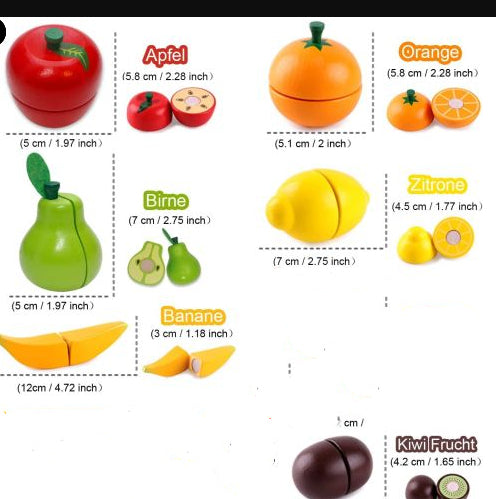 Magnetic Wooden Cutting Food Toy Set | Pretend Play Vegetables & Fruit